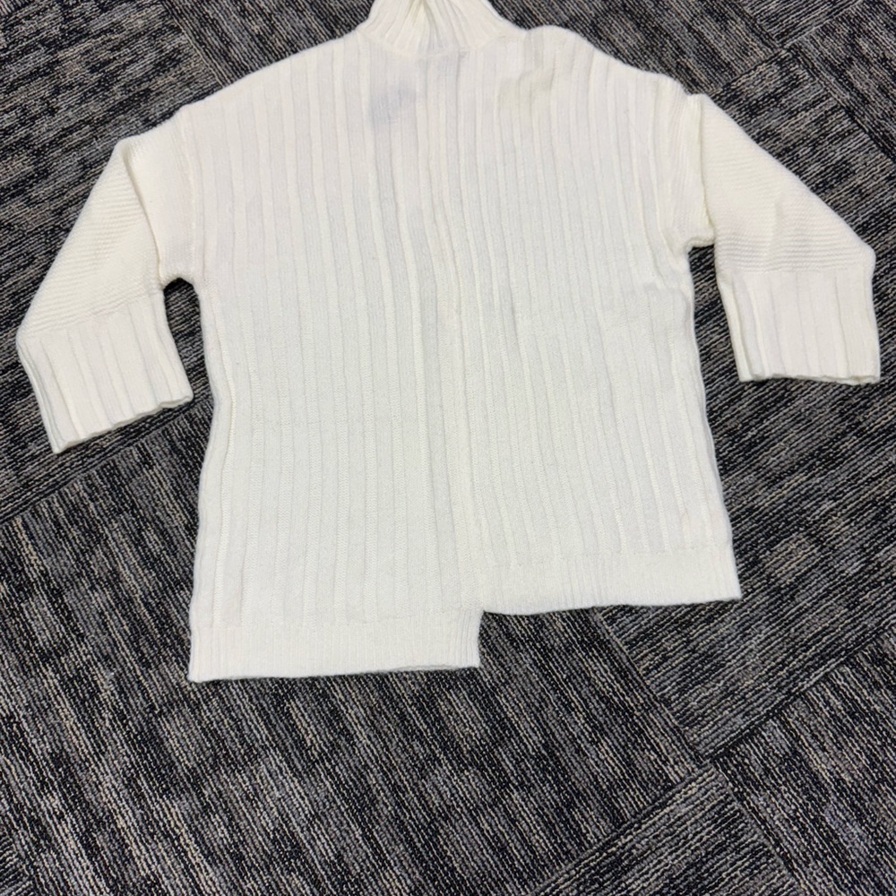 Express White Cowl Neck Sweater with Textured Knit
